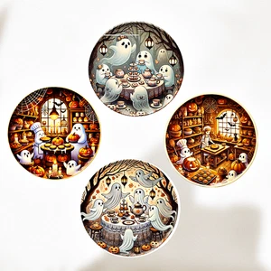 Miniatur Geist Teller Set Halloween Keramik Maßstab 1 12 Puppenhaus Küche - Bild 1 von 5