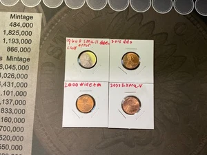 lot of 4 penny error 1960 D cud, 2015 ddo,2000 wide AM 2023 extra V - Picture 1 of 13