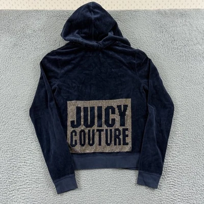 Vintage Juicy Couture Track Jacket Womens Medium Blue Velour Hoodie Y2K Preppy - Image 1 of 4