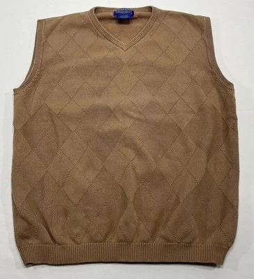 Vintage Pendleton Men's Sweater Vest Medium Brown Cotton Knit Made in Japan Y2K - Image 1 of 4