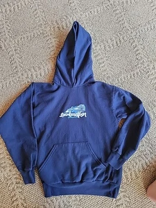  Vintage 90s Y2K Local Motion Hawaii Graphic Hoodie Boys Size Large 14-16 Blue - Picture 1 of 6