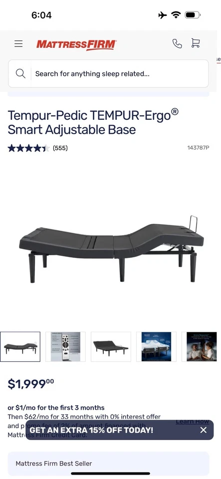 Tempur-Pedic TEMPUR-Ergo® Base Ajustable Inteligente Tamaño KING Foto 1 de 1