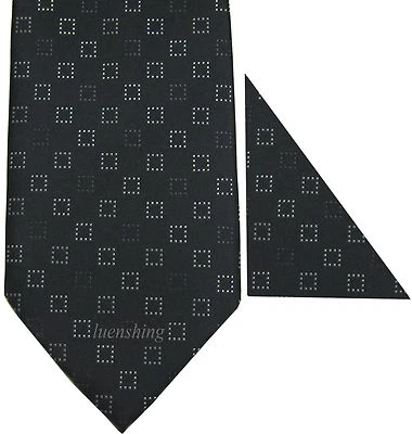 New Polyester Woven Men's Neck Tie set black & white pattern formal wedding prom - Image 1 of 3