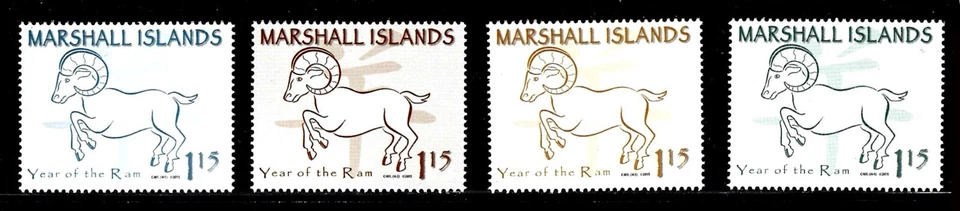 MARSHALL ISLANDS, SCOTT # 1105, JUEGO DE 4 - AÑO DEL CARNERO 2015, MNH Foto 1 de 1