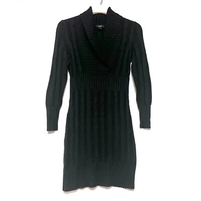 Alfani Womens Sweater Dress Silk Angora Blend Chunky Cable Knit Black Small - Image 1 of 4