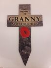 Nanny granny Remembrance Day Poppy cross lest we forget  grave 