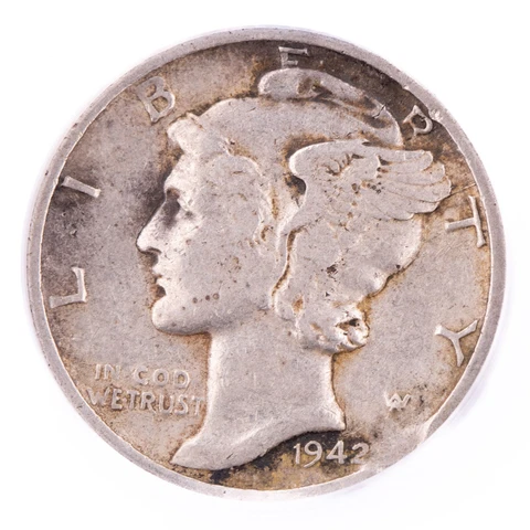 ERROR 1942 Mercury Dime ANACS EF40 Rim Clip Silver Certified 10c Cover