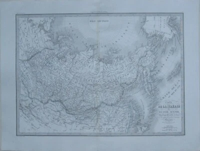 Mapa Lapie Original 1841 SIBERIA Rusia Asiática Regiones Polares Alaska Aleutianas Foto 1 de 4