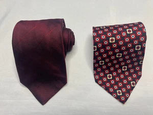 Kenneth Cole Reaction Necktie Men's Silk Ties Lot of 2 Red - Picture 1 of 9