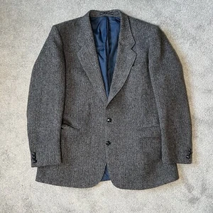 Vintage Gentlemens Country Harris Tweed  Jacket Wool Herringbone 44R - Picture 1 of 9