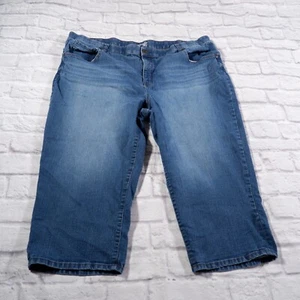 Terra & Sky Medium Wash High Rise Capris Womens Blue Jeans Sz 26W - Picture 1 of 10