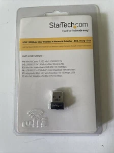 Startech 150Mbps Mini Wireless N Network Adapter 802.11n/g USB150WN1X1 NEW - Picture 1 of 4