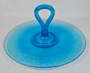 Fenton Celeste Blue Iridescent Glass Center Handle Tray Stunning - Picture 1 of 6