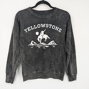 Yellowstone Mountain Pullover Sweatshirt Women Size S Logo Wash Cosplay Cowgirl - Picture 1 of 5