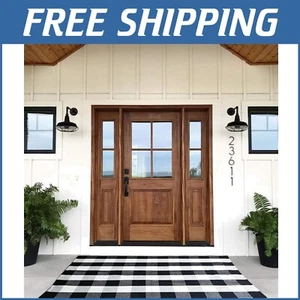 Washable Buffalo Plaid Area Rug for Elegant Entryway & Porch Welcome Mats - Picture 1 of 9