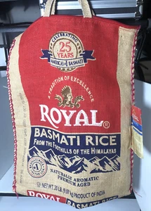 Royal Basmati Burlap Rice Bag Sack 25TH ANNIVERSARY with Tag - Picture 1 of 7