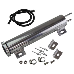 2"x10" Aluminum Radiator Universal Overflow Tank+AN4 Nylon Braided Hose 1Meter  - Picture 1 of 9