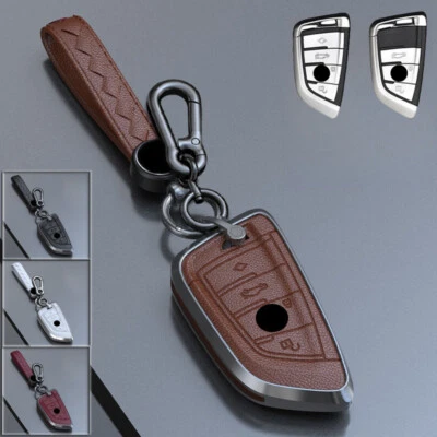 Zinc Alloy Leather Car Key Fob Case Cover For BMW X1 X2 X3 X4 1 2 3 4 5 Series Foto 1 de 4