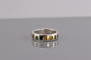 Anillo ACRA Plata Esterlina 5mm Liso Colorido Cinta Esmalte Incrustado Talla 925: 6.5 - Imagen 1 de 7