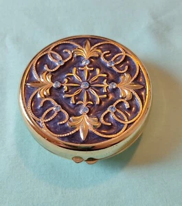Portacandele con coperchio firmato PartyLite smalto strass blu tea light - Foto 1 di 12