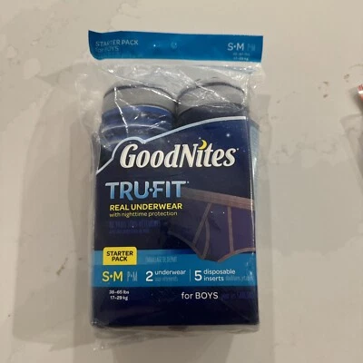 Goodnites TRU-FIT Ropa Interior Real/Protección Nocturna NIÑOS Paquete de Inicio S/M Foto 1 de 4