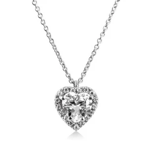 Ciondolo cuore bianco e contorno in argento 925 - Foto 1 di 2