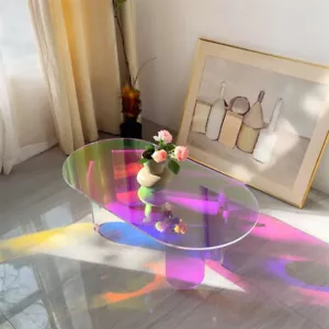 Shatterproof Acrylic Coffee Tables Clear Table Iridescent Side Table Home Decor - Picture 1 of 14