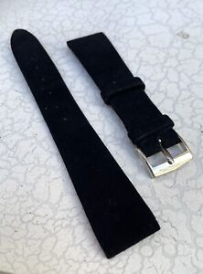 Authentic 18k White Gold Audemars Piguet 18 mm  Black Leather Velvet Watch Strap