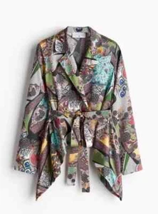 ANAMIKA KHANNA x H&M Silk Abstract Motif Wrap Shirt Blouse SMALL UK 8-10 BNWT - Picture 1 of 13