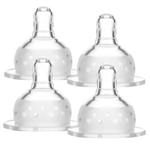 4PCS Silicone Replacement Nipples for Wide Neck Bottles Slow Flow Newborn - Picture 1 of 3