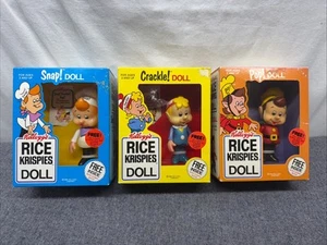 Kellogg's Rice Krispies Talbot Toys Snap, Crackle, Pop Set of 3 Dolls 4" 1984 - Picture 1 of 9