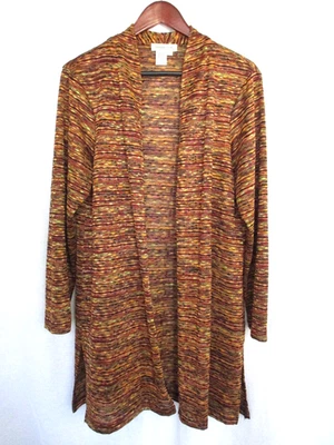 Suéter Duster Coldwater Creek Grande Multicolor Dorado Abierto Ligero Foto 1 de 4