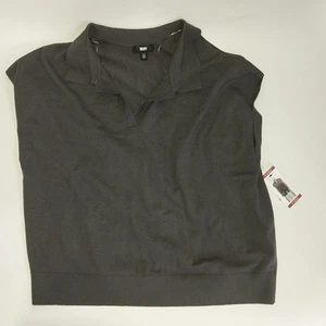 DKNY Women's Sleeveless Collared V-Neck Sweater Dark Gray Size XL - Picture 1 of 7