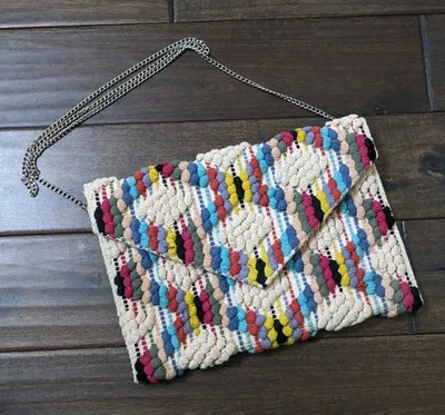 Bolso sin asas Sole Society bolso tejido multicolor bandolera cadena correa nuevo Foto 1 de 4