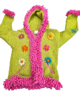 Signature Imports Girls Wool Cotton Sweater Boho Hippie Floral Zip Hoodie... - Picture 1 of 10
