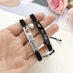 2 PIEZAS Pulsera Magnética Trenzada Parejas Pulsera Atracción Regalo Su Rey Amantes - Imagen 1 de 9