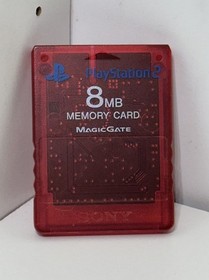 Official Sony Playstation 2 PS2 8MB Skeleton Red Memory Card SCPH-10020