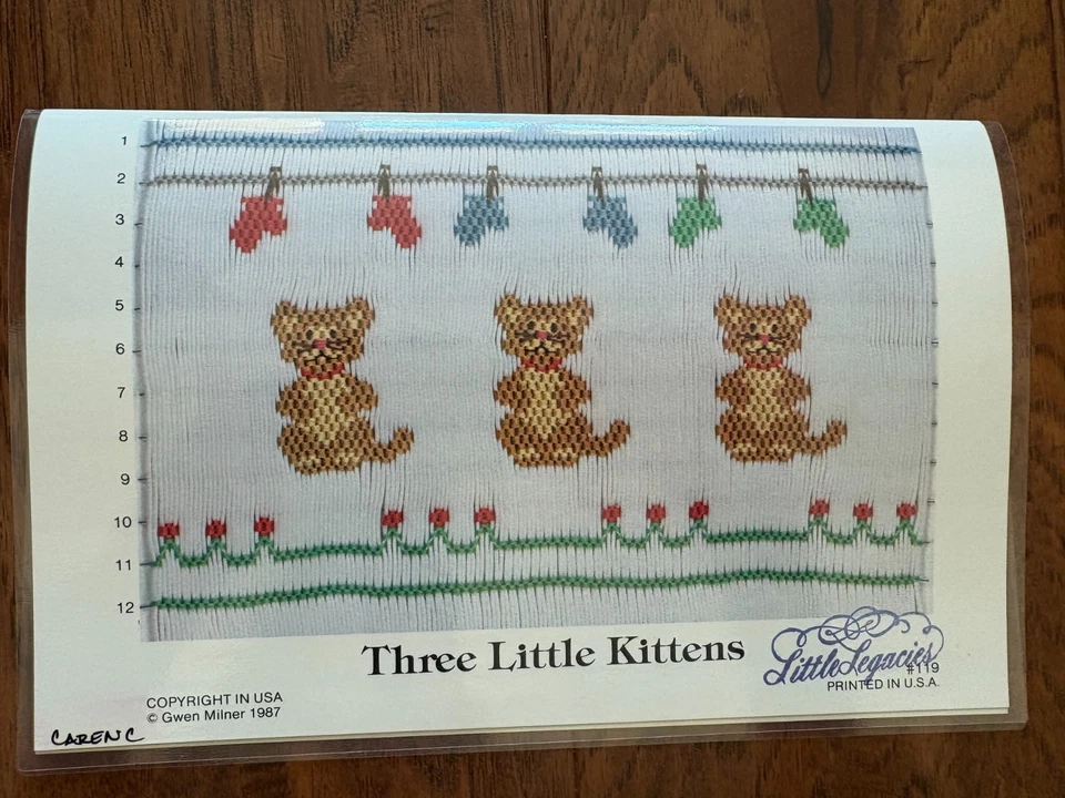 Three Little Kittens Smocking Plate Gwen Milner #119 1987 Foto 1 de 1