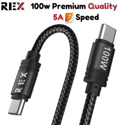 Type C to Type C Cable 100W 5A Fast Charger Samsung Lead For iPhone 15 16 17 Pro - Image 1 of 4