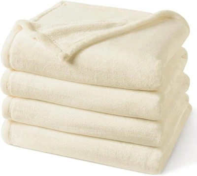 PHF Ultra Soft Fleece Blanket Queen Size, No Shed Queen(90" x 90"), Cream  - Image 1 of 4