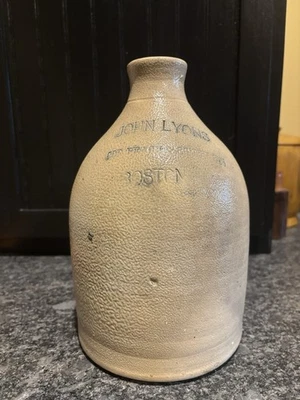 Antique John Lyons; Boston MA  1 Gallon Stoneware Jug - Image 1 of 4