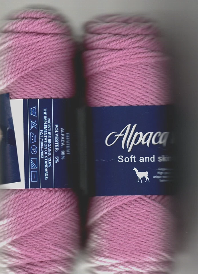 Raspberry PINK-LOT of 2 Skeins- 95% Alpaca Wool- 5% Polyester-SOFT & WARM - Image 1 of 1
