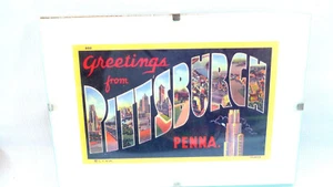 GREETINGS FROM PITTSBURGH Penna. Vintage Postcard Repro FRAMED Found Image Press - Picture 1 of 1