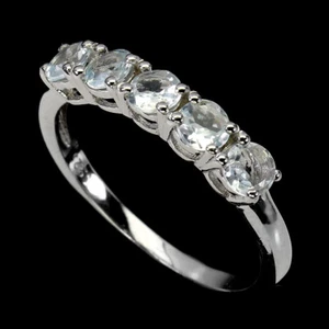 925 Sterling Silver Ring Round Aquamarine 4mm Gemstone Jewelry 6 - Picture 1 of 9