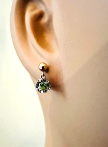Estate 14K Yellow and White Gold Peridot Dangle "Flower" Stud Earrings - Picture 1 of 7
