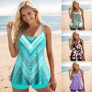 New Women Tankini floral Swimdress Swimsuit Beachwear Push Up Swimwear Plus Size - Picture 1 of 21