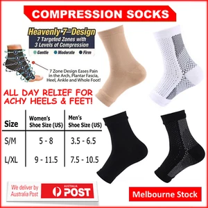 2 Pair Foot Sleeve Plantar Fasciitis Compression Socks Achy Swelling Heel Ankle - Picture 1 of 21