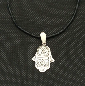 Tuareg Pendant Hamsa Silver,Moroccan Necklace Hand Of Fatima Jewelry African VTG - Picture 1 of 10