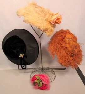 VINTAGE COLLECTION OF 4 LADIES HATS-MIXED COLORS AND SIZES SEE PHOTO (EZS000721) - Picture 1 of 12