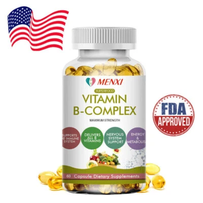 Complejo Vitamínico B 120 Cápsulas B1, B2, B3, B5, B6, B7, B9, B12, Píldoras de Apoyo Inmunológico Foto 1 de 4